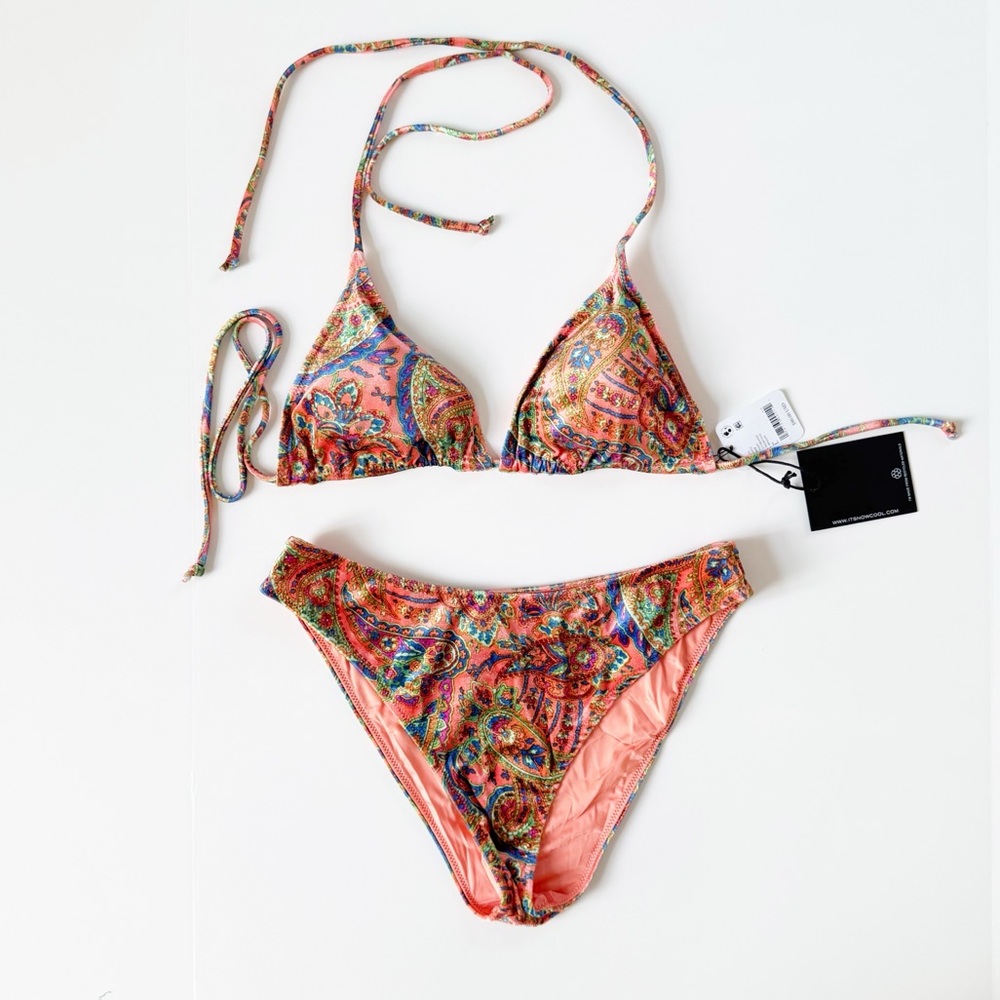 Free People x Its Now Cool The Velvet Triangle Bikini Set in Nash | LARGE NWT - Picture 2 of 7